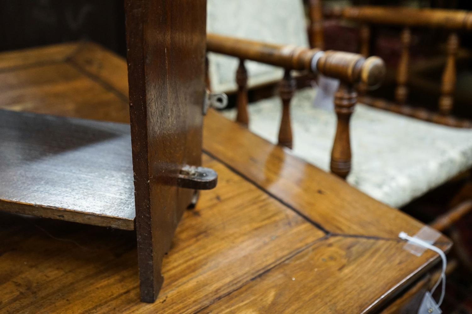 A late Victorian oak wall bracket, caned stool and chair - Image 6 of 6