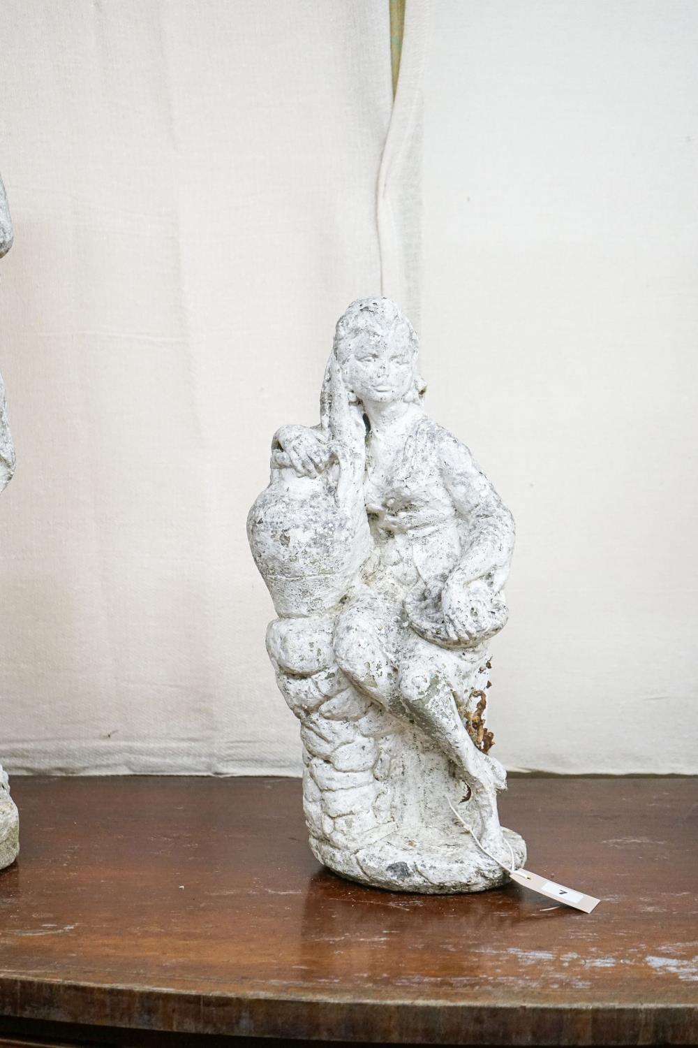Three reconstituted stone garden ornaments, largest height 76cm - Image 3 of 4