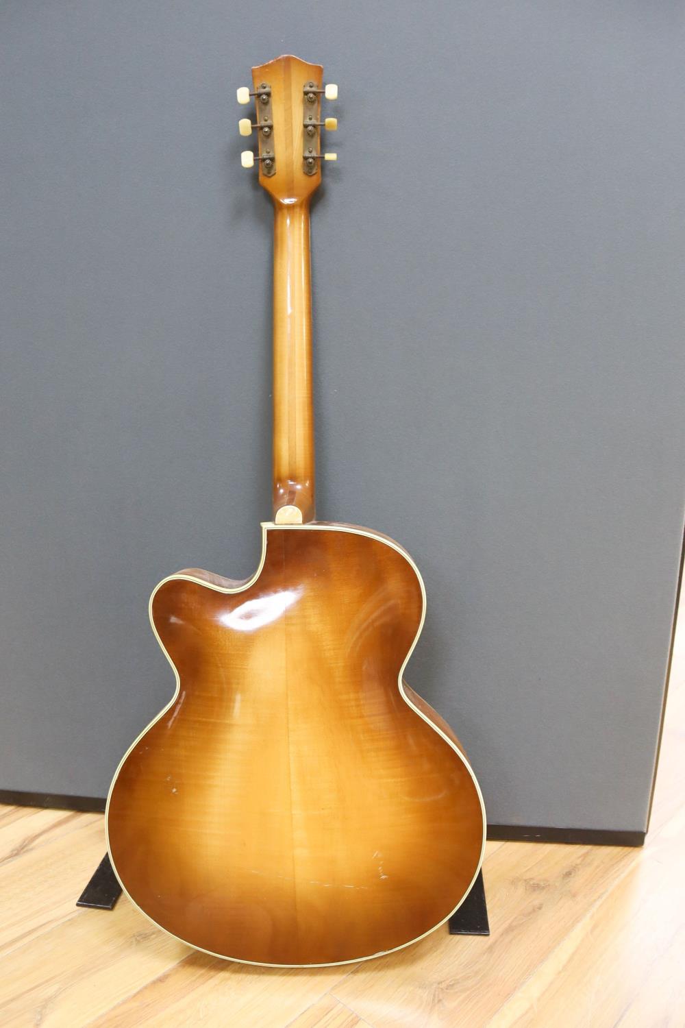 A Hofner acoustic f-hole guitar, circa 1950, having mother of pearl and tortoiseshell inlay to - Image 5 of 7
