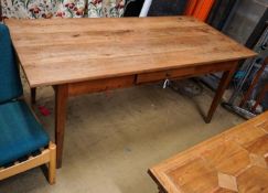 An early 19th century French cherry farmhouse table, fitted drawer, length 180cm, depth 82cm, height
