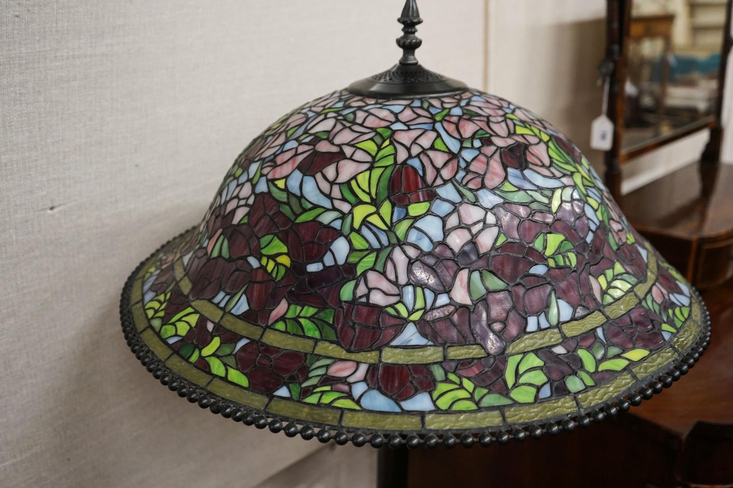 A bronzed finish Tiffany style standard lamp with shade, 160cm high, 59cm diameter - Image 2 of 6