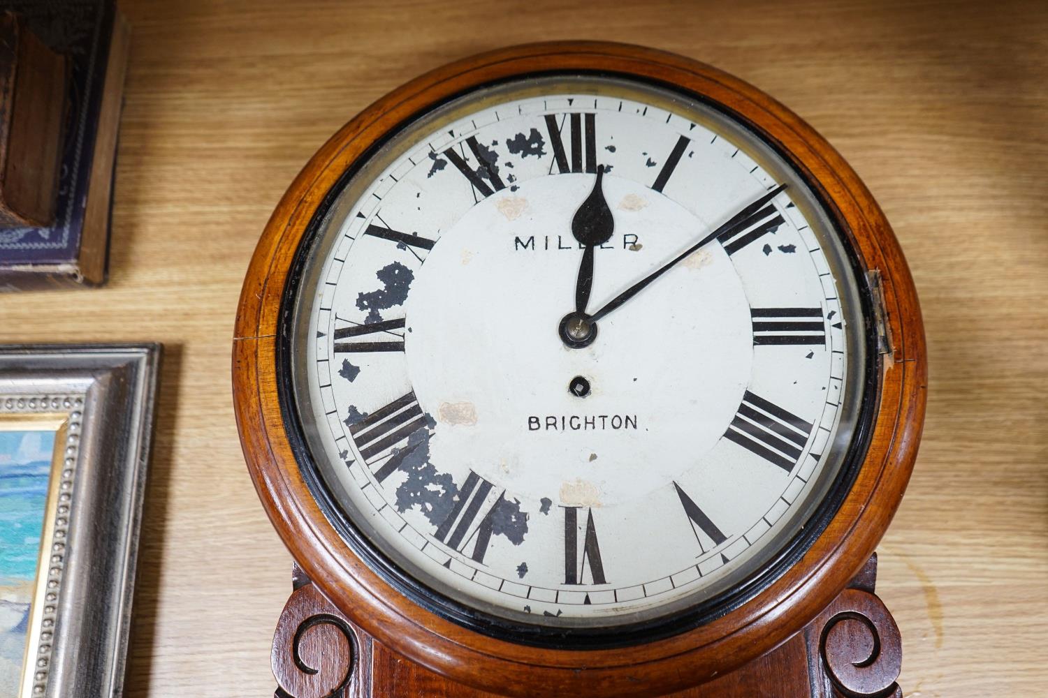 Miller, Brighton, a Victorian mahogany drop dial fusee wall timepiece,54cm - Image 2 of 4