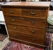 A late Victorian walnut chest of drawers, width 120cm, depth 52cm, height 118cm