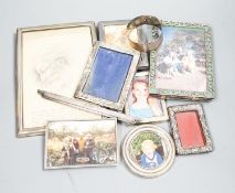 Various silver mounted photograph frames and a silver bangle