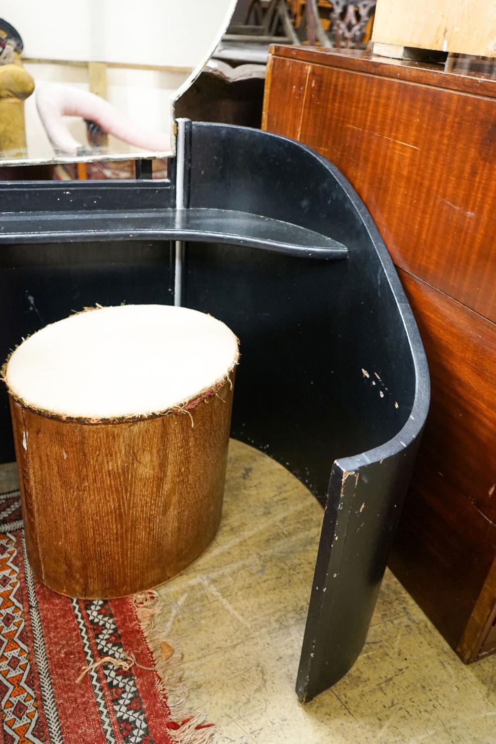 An Art Deco style painted dressing table, length 100cm, depth 70cm, height 130cm and oval stool, - Image 4 of 4