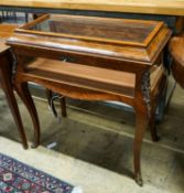 A Louis XV design gilt metal mounted kingwood and walnut bijouterie cabinet, width 82cm, depth 42cm,