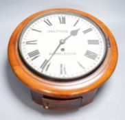 An early 20th century mahogany wall dial timepiece, Halfhide Wimbledon, German movement, 39.5 cm