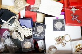 A group of assorted costume jewellery etc. including some small silver, a 9ct gold and two stone