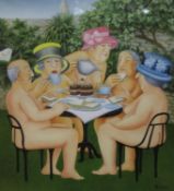 Beryl Cook, limited edition print, 'Tea in the Garden', signed in pencil, 374/650 with COA verso, 42