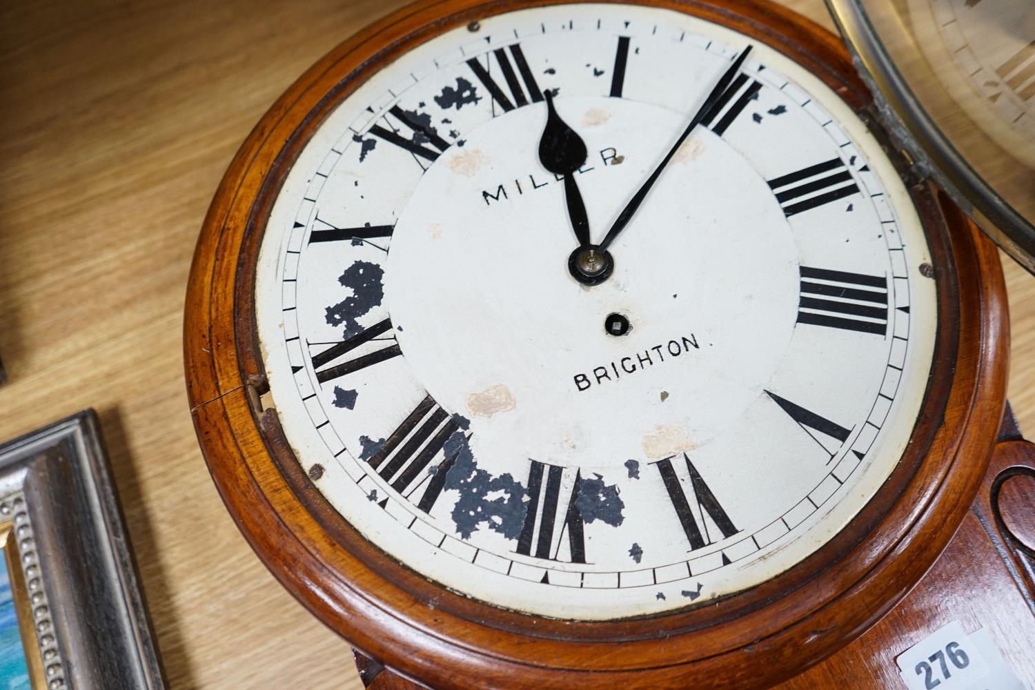 Miller, Brighton, a Victorian mahogany drop dial fusee wall timepiece,54cm - Image 4 of 4