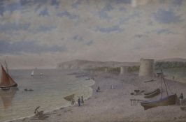 Mary Louisa Wing (19th C.), watercolour, 'Coastal scene near Beachy Head' , signed, 21 x 33cm, maple