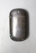 A 19th century French white metal and niello cigarette? case, 93mm, gross 79 grams.