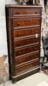 A 19th century French rosewood tall secretaire chest, width 80cm, depth 44cm, height 156cm