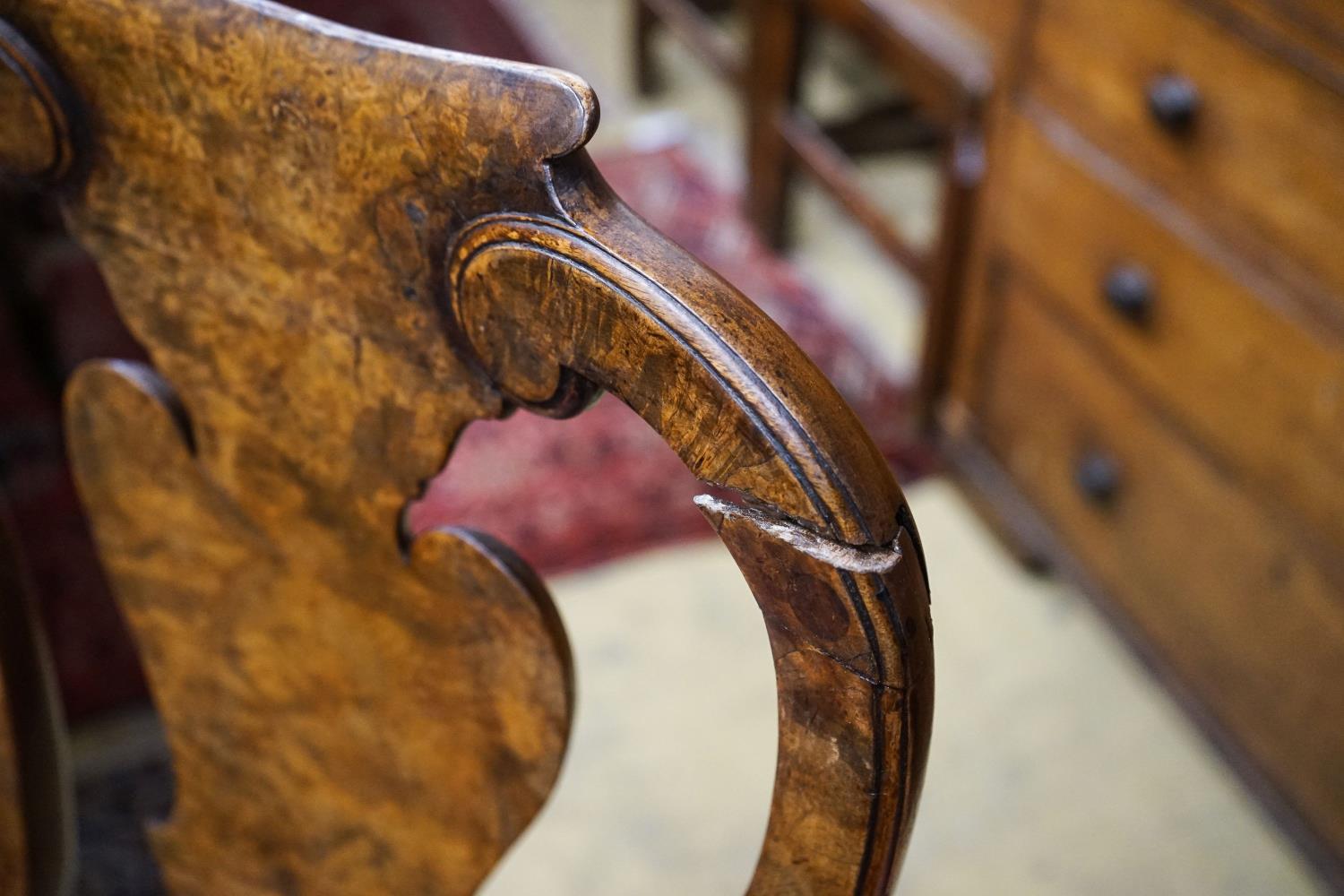 A set of four Queen Anne revival walnut dining chairs - Image 4 of 7