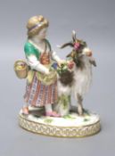 A late 19th/early 20th Meissen girl and goat group,15cm