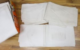 Ten French coarse linen provincial sheets