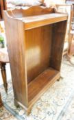 A 1920's mahogany open bookcase, length 92cm, depth 25cm, height 130cm