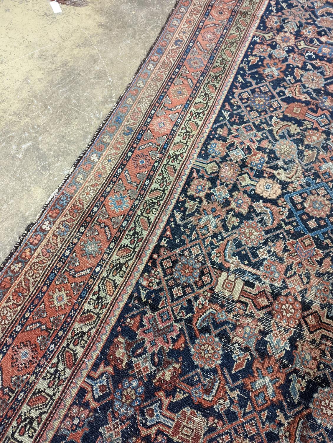 A Ferraghan blue and red brick carpet, 345 x 161cm - Image 4 of 7