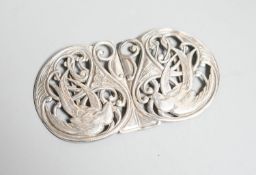 A George V Art Nouveau Liberty & Co pierced silver belt buckle, Birmingham, 1911, overall width 10.