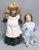 An 1894 AM Dep H18in. fixed eyes together with Heubach Kopplrsdorf doll H14in. jointed body