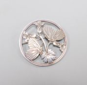 A Georg Jensen sterling circular 'Moonlight Blossom' brooch, no. 283, 51mm.