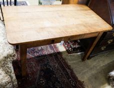 A 19th century French fruitwood and cherry farmhouse side table, width 130cm, depth 69cm, height