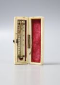 A George III ivory toothpick case, now containing a small thermometer and A Sevres style gilt