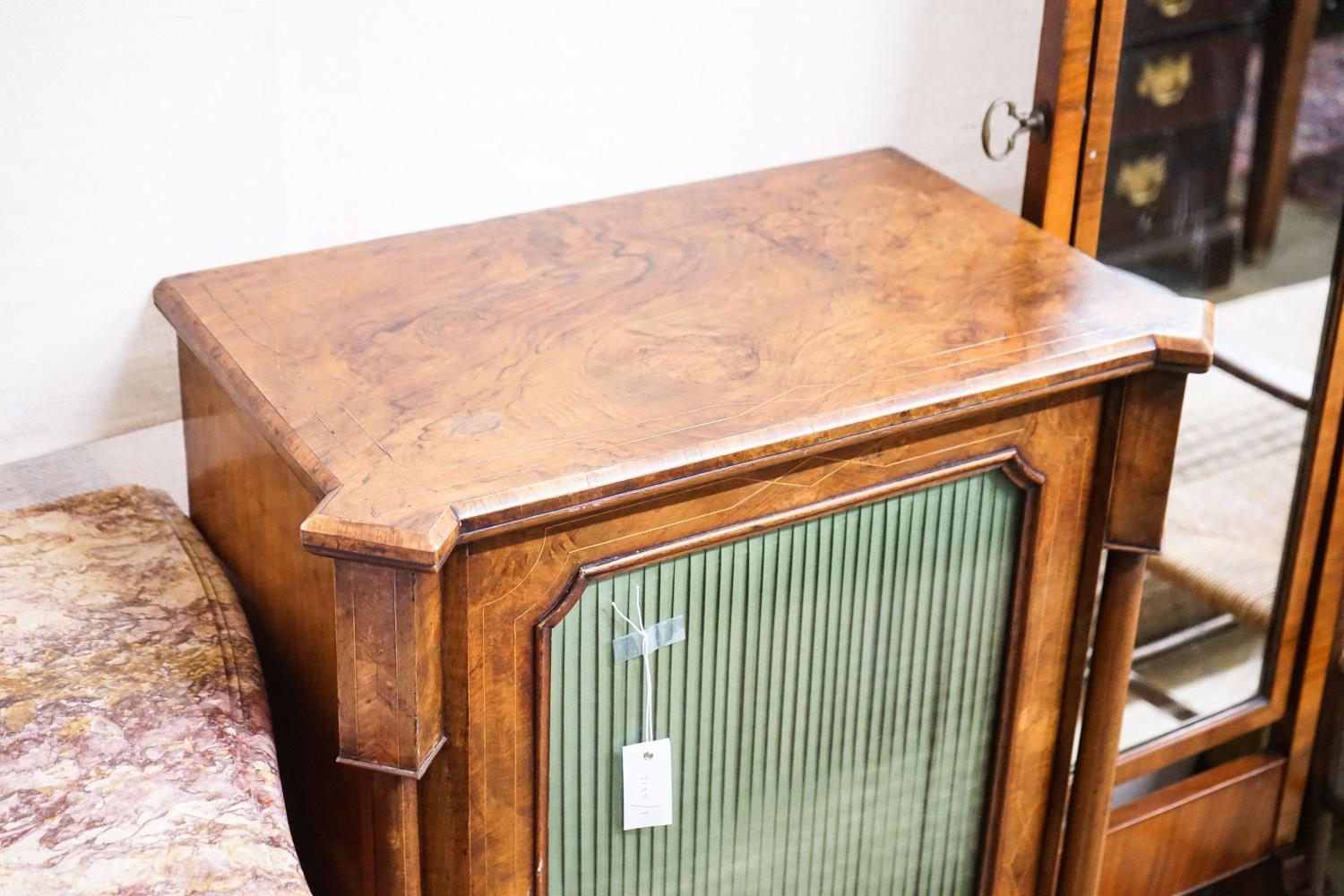 A Victorian figured walnut music cabinet, width 67cm, depth 40cm, height 100cm - Image 2 of 5