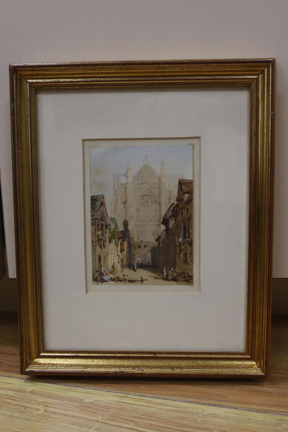 Manner of Samuel Prout, watercolour, Beauvais, 10 x 7.5cm - Image 2 of 3