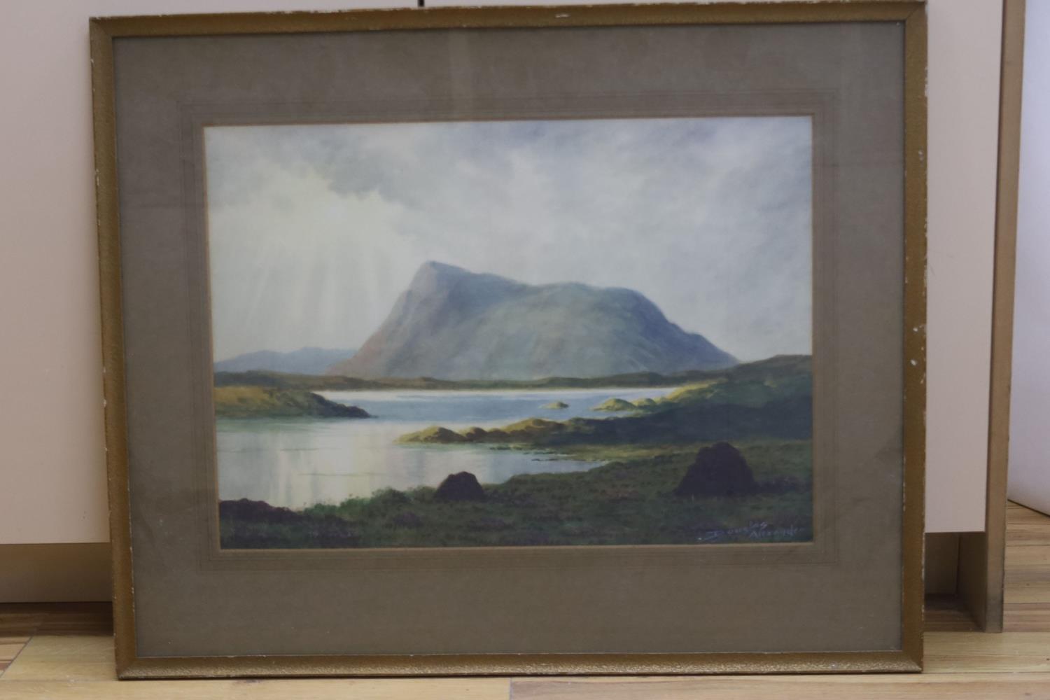 Douglas Alexander R.H.A (1871-1945), watercolour, Lake and mountain, Donegal, signed, 38 x 53cm - Image 2 of 5