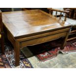 A Chinese square hardwood low table, length 88cm, height 45cm