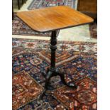 A George III rectangular mahogany tripod wine table (altered), width 53cm, depth 46cm, height 75cm