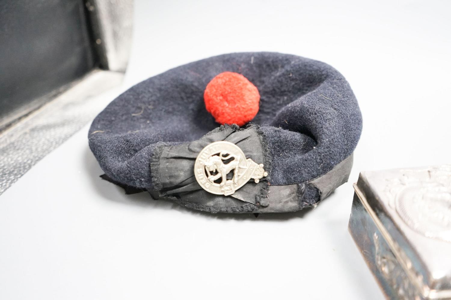 A Japanese silver box, bracelet, medal and military cap - Image 7 of 7