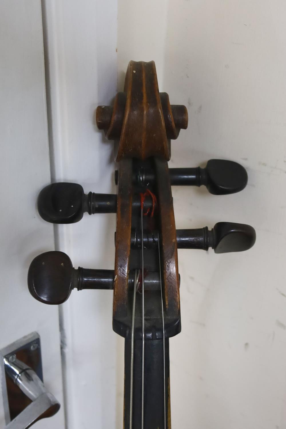 Early 20th century German cello and bow, the back measuring 75cm excluding the button - Image 6 of 12