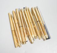 Thirteen various pens