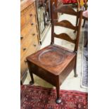 An 18th century mahogany ladderback box seat chair, width 48cm, depth 43cm, height 94cm