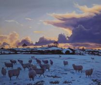 Peter Winstanley, oil on linen, 'Penmynede: Ghosts at Winter Dusk I', signed and inscribed verso, 60