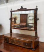 A George IV mahogany toilet mirror, with three drawer box base, width 58cm, depth 24cm, height 59cm