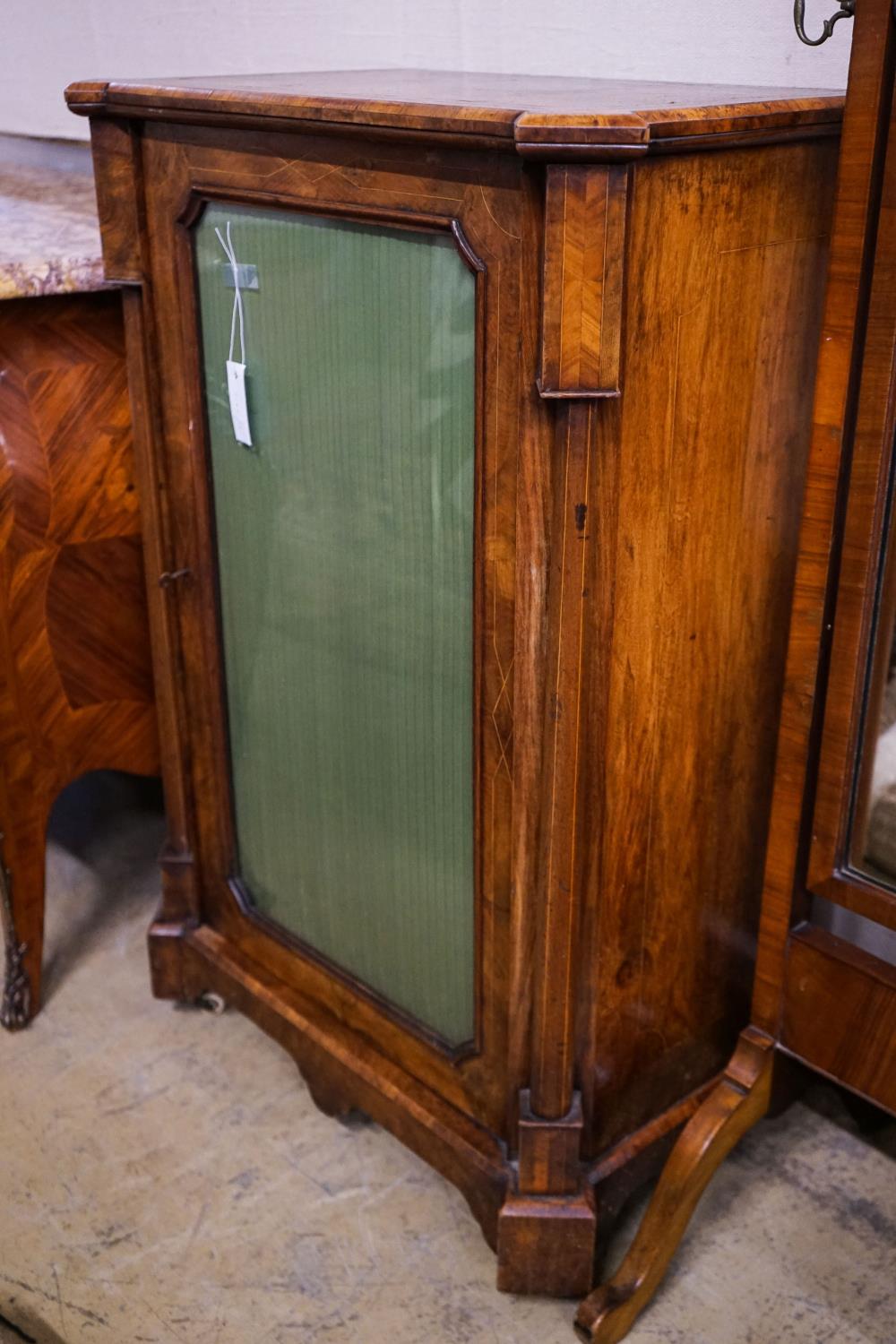 A Victorian figured walnut music cabinet, width 67cm, depth 40cm, height 100cm - Image 5 of 5