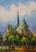 After Emile Boyer, oil on board, View of Notre Dame, bears signature, 69 x 48cm