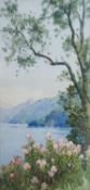 Ella du Cane (1880-1940), watercolour, Largo de Leman, signed, 35 x 16cm