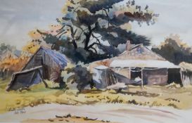 Walter Wotzke, watercolour, Cottage in Victoria Street, Hahndorf, South Australia, signed and