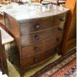 A Regency mahogany bowfront chest, width 104cm, depth 54cm, height 105cm