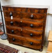 An early Victorian mahogany bow front chest of drawers, width 106cm, depth 55cm, height 110cm