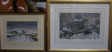 George Cunningham (1924-1996), two watercolours, 'The Old Corn Mill, Mayfield Road', signed, 23 x