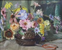 Colin Cairness Clinton Campbell (b.1894), oil on board, Still life of flowers in a vase, signed,