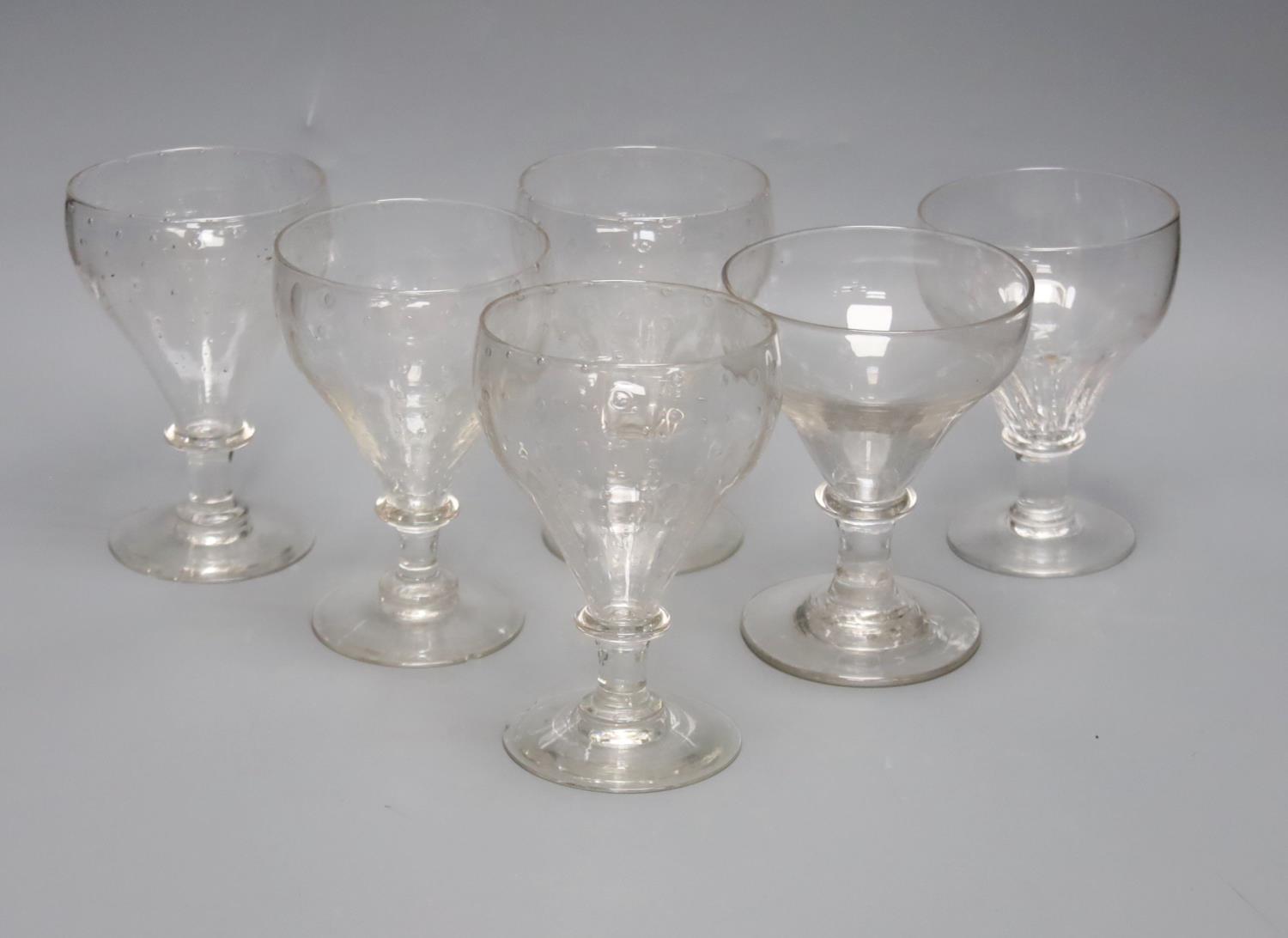 Six various glass rummers,15.5cm