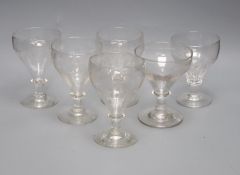 Six various glass rummers,15.5cm