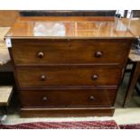 A Victorian mahogany three drawer chest, width 104cm, depth 53cm, height 98cm