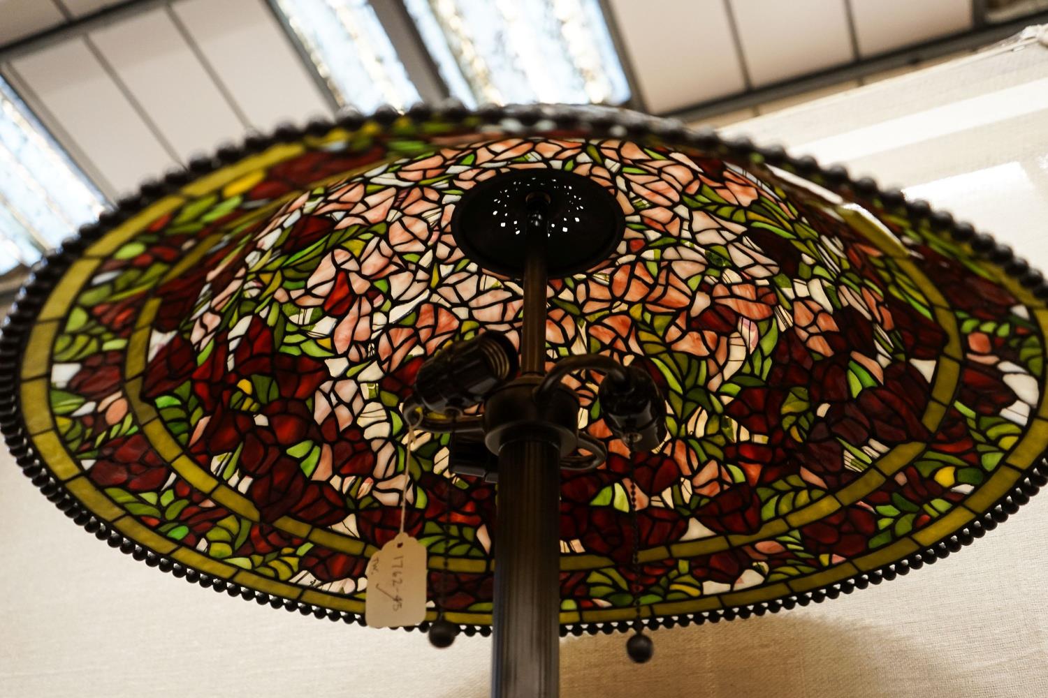 A bronzed finish Tiffany style standard lamp with shade, 160cm high, 59cm diameter - Image 6 of 6